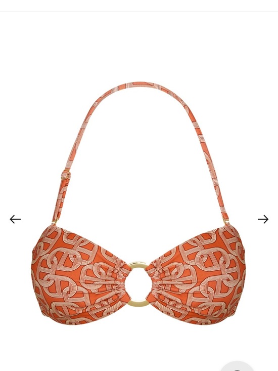 Monday Swimwear Orange Geo Chain Bathing Suit Set Size 12-14 - Picture 4 of 12